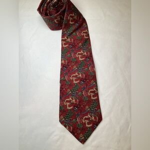 Salvatore Ferragamo Red and Green Cheetah Jungle Print Silk Tie